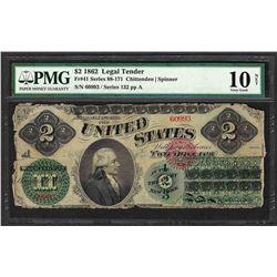 1862 $2 Legal Tender Note Fr.41 PMG Very Good 10 Net