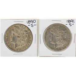 Lot of 1890-S & 1891-S $1 Morgan Silver Dollar Coins