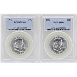 Lot of (2) 1956 Franklin Half Dollar Coins NGC MS64