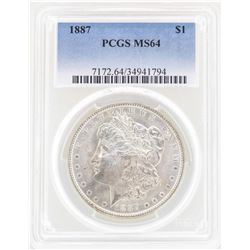 1887 $1 Morgan Silver Dollar Coin PCGS MS64
