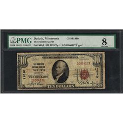 1929 $10 National Currency Note Duluth, Minnesota CH# 11810 PMG Very Good 8