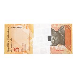 Pack of (100) Consecutive Venezuela 5 Bolivares Uncirculated Notes