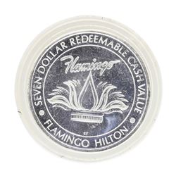 .999 Silver Flaming Hilton Laughlin, NV $7 Limited Edition Casino Gaming Token
