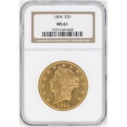 1894 $20 Liberty Head Double Eagle Gold Coin NGC MS61