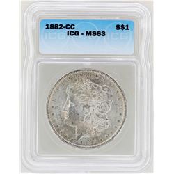 1882-CC $1 Morgan Silver Dollar Coin ICG MS63