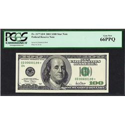 2001 $100 Federal Reserve STAR Note PCGS Gem New 66PPQ
