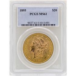1895 $20 Liberty Head Double Eagle Gold Coin PCGS MS61