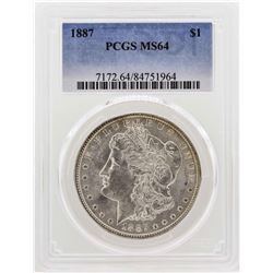 1887 $1 Morgan Silver Dollar Coin PCGS MS64