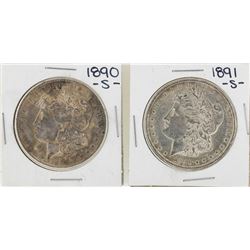 Lot of 1890-S & 1891-S $1 Morgan Silver Dollar Coins