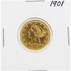 1901 $5 Liberty Head Half Eagle Gold Coin
