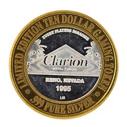 .999 Silver Clarion Hotel & Casino Reno, Nevada $10 Limited Edition Gaming Token