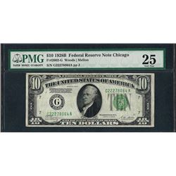 1928B $10 Federal Reserve Note Chicago Fr.2002-G PMG Very Fine 25