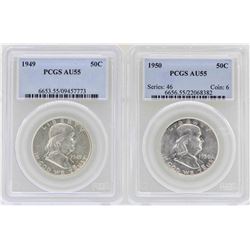Set of 1949-1950 Franklin Half Dollar Coins NGC AU55