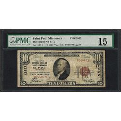 1929 $10 National Currency Note St. Paul, Minnesota CH# 12922 PMG Choice Fine 15
