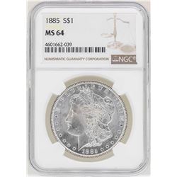 1885 $1 Morgan Silver Dollar Coin NGC MS64