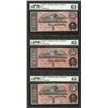 Image 1 : (3) Consec. 1864 $5 Confederate States of America Notes PMG Choice Uncirculated