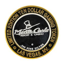 .999 Silver Monte Carlo Las Vegas, Nevada $10 Casino Limited Edition Gaming Toke