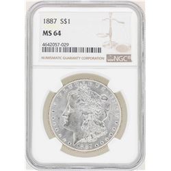 1887 $1 Morgan Silver Dollar Coin NGC MS64