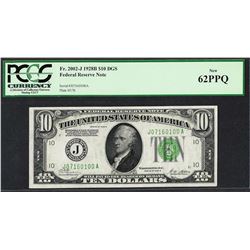 1928B $10 Federal Reserve Note Fr.2002-J PCGS New 62PPQ