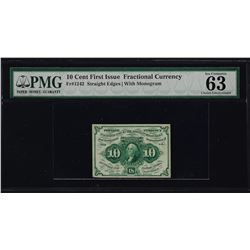 1862 First Issue 10 Cent Fractional Currency Note PMG Choice Uncirculated 63EPQ