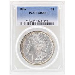 1886 $1 Morgan Silver Dollar Coin PCGS MS65
