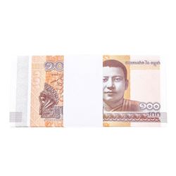 Pack of (100) Consecutive Cambodia 100 Riels Uncirculated Notes