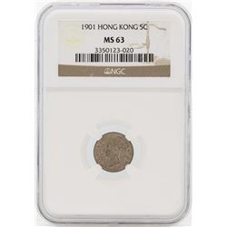 1901 Hong Kong 5 Cents Silver Coin NGC MS63