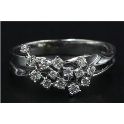 14KT White Gold 0.30 ctw Cluster Band Ring