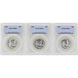 Lot of (3) 1956 Franklin Half Dollar Coins NGC MS63