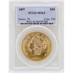 1897 $20 Liberty Head Double Eagle Gold Coin PCGS MS61