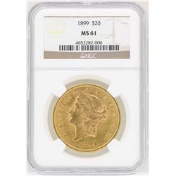1899 $20 Liberty Head Double Eagle Gold Coin NGC MS61