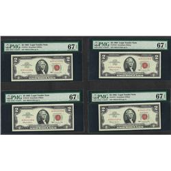 Lot of (4) Consecutive 1963 $2 Legal Tender Notes PMG Superb Gem Uncirculated 67