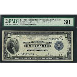 1918 $1 Federal Reserve Bank Note Chicago Fr.729 PMG Very Fine 30