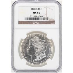 1881-S $1 Morgan Silver Dollar Coin NGC MS63