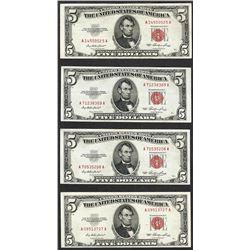 Lot of (4) 1953 $5 Legal Tender Notes