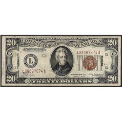 1934A $20 Federal Reserve WWII Emergency Hawaii Note