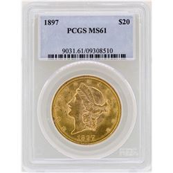 1897 $20 Liberty Head Double Eagle Gold Coin PCGS MS61