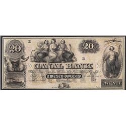 1800's $20 Canal Bank New Orleans Obsolete Note
