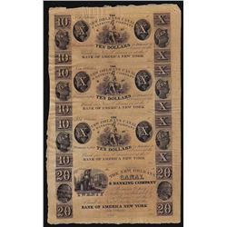 Uncut Sheet of $10 New Orleans Canal & Banking Company Obsolete Notes