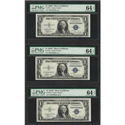 Lot of (3) Consecutive 1935C $1 Silver Certificate Notes PMG Choice Uncirculated