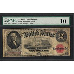 1917 $2 Legal Tender Note Fr.60 PMG Very Good 10