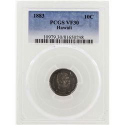 1883 Kingdom of Hawaii Dime Coin PCGS VF30
