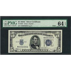 1934C $5 Silver Certificate Note Fr.1653 PMG Choice Uncirculated 64EPQ