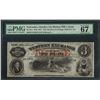 Image 1 : 1857 $3 Western Exchange F&M Insurance Co. Obsolete Note PMG Superb Gem Unc. 67E