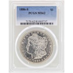 1886-S $1 Morgan Silver Dollar Coin PCGS MS62