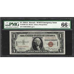 1935A $1 Hawaii Silver Certificate WWII Emergency Note PMG Gem Uncirculated 66EP