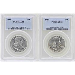 Set of 1949-1950 Franklin Half Dollar Coins NGC AU55