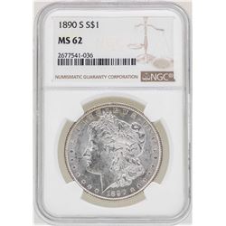 1890-S $1 Morgan Silver Dollar Coin NGC MS62