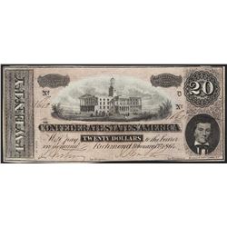 1864 $20 Confederate States of America Note