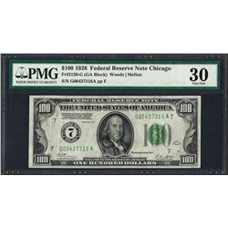 1928 $100 Federal Reserve Note Chicago Fr.2150-G PMG Very Fine 30